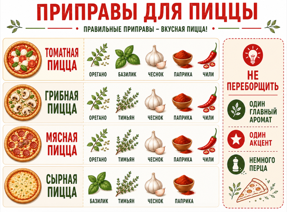 Приправы для пиццы: травы, специи и удачные сочетания