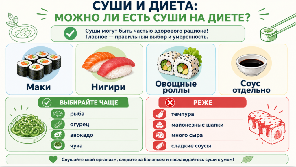 Можно ли суши на диете: калории, порции и выбор роллов