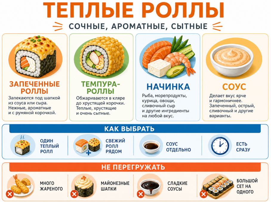 Теплые роллы: что это, как выбрать и с чем заказать