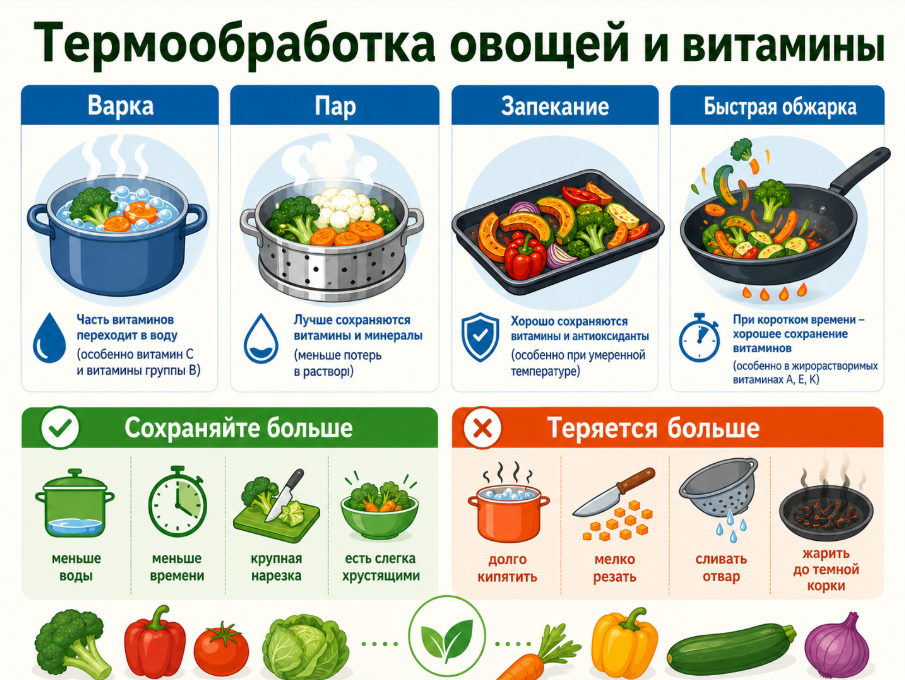 Термообработка овощей: как сохранить витамины и вкус